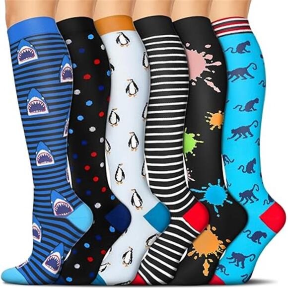 6 Pairs Compression Socks for Women & Men Circulation - Best Support for Nurses - Picture 6 of 6